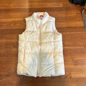 White Puffer Vest with Pink Interior Fleece